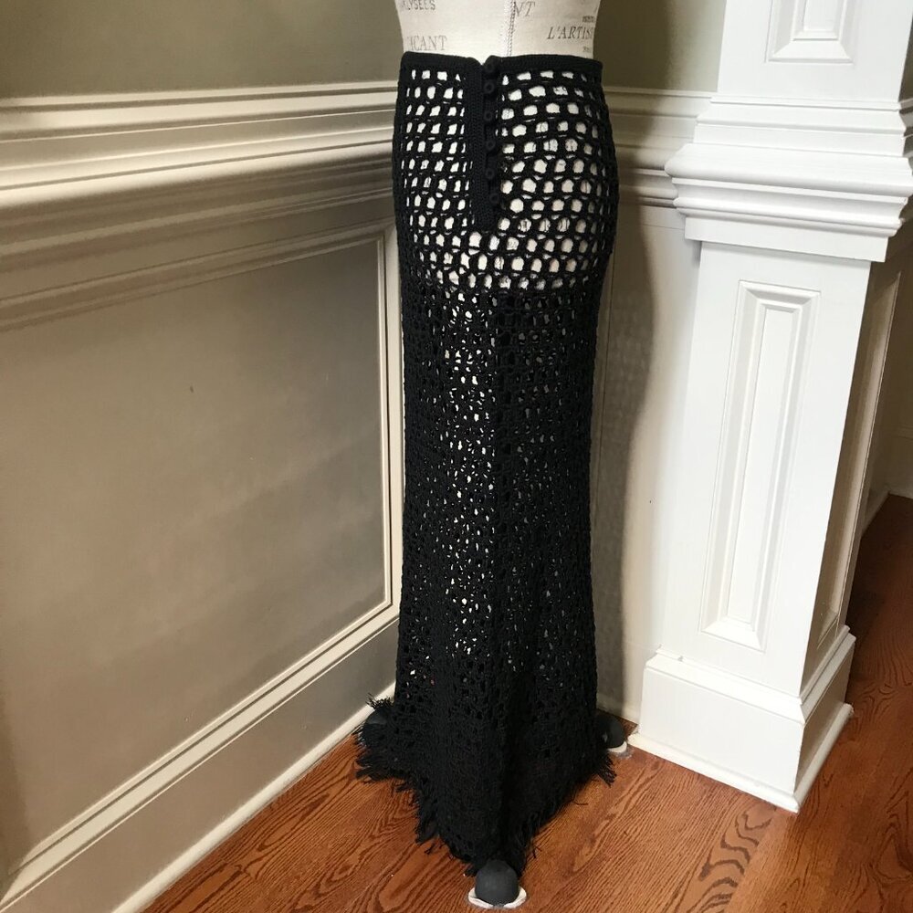 NWOT Marysia Crochet Maxi Skirt Cover Up Womens XXL Black Cotton Fringe Swim NEW - Picture 9 of 13